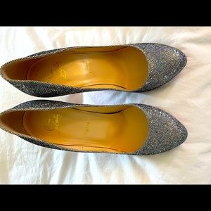 Christian Louboutin Silver Sparkle 4 inch Heels